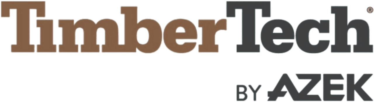TimberTech by AZEK logo with "Timber" in brown, "Tech" in gray, and "BY AZEK" in smaller gray text beneath.